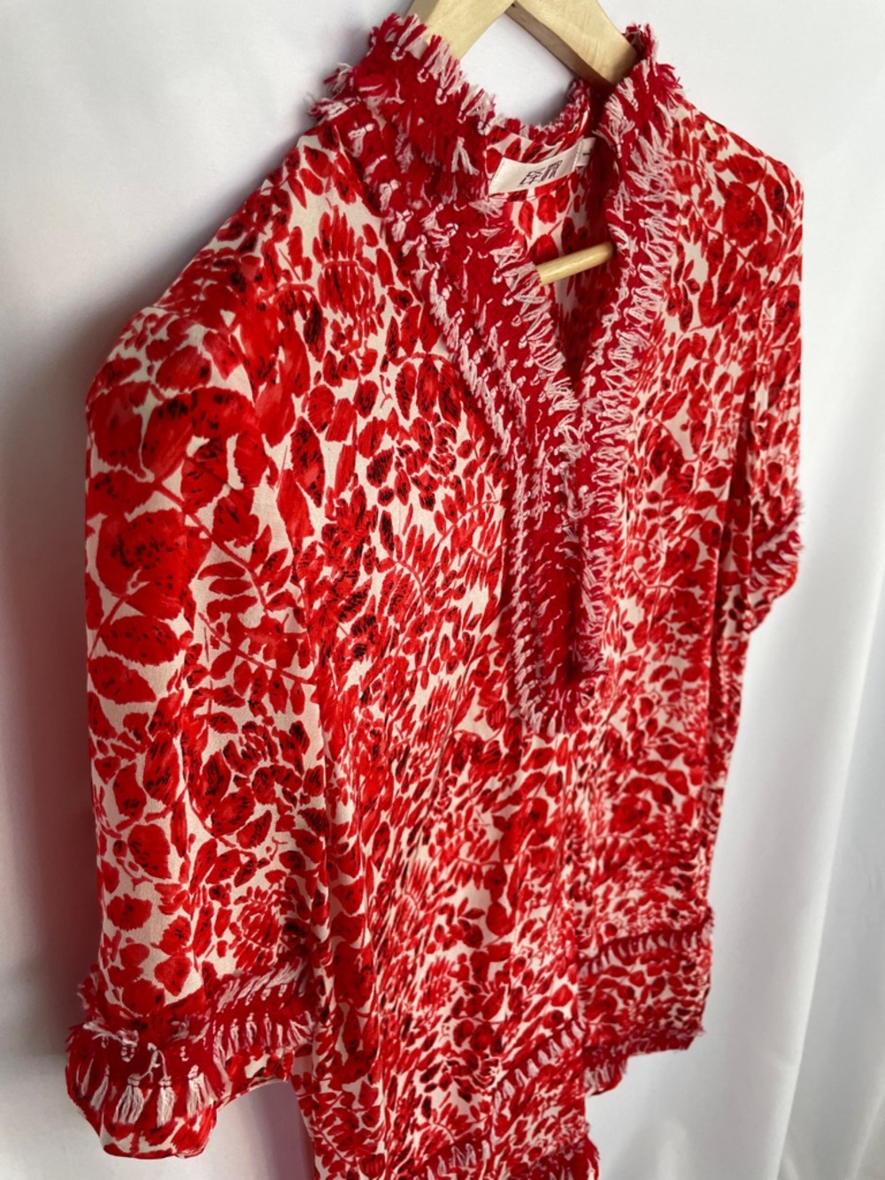 Red Floral Women's Tunic Size L